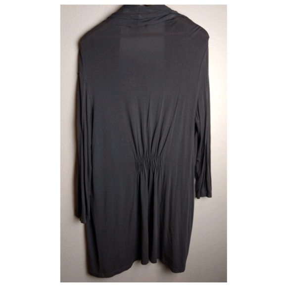 Gray Open Front  Cardigan - Picture 3 of 5